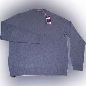 Ralph Lauren 100% Cashmere Purple Label Luxury Blue Knit Crewneck Sweater XL